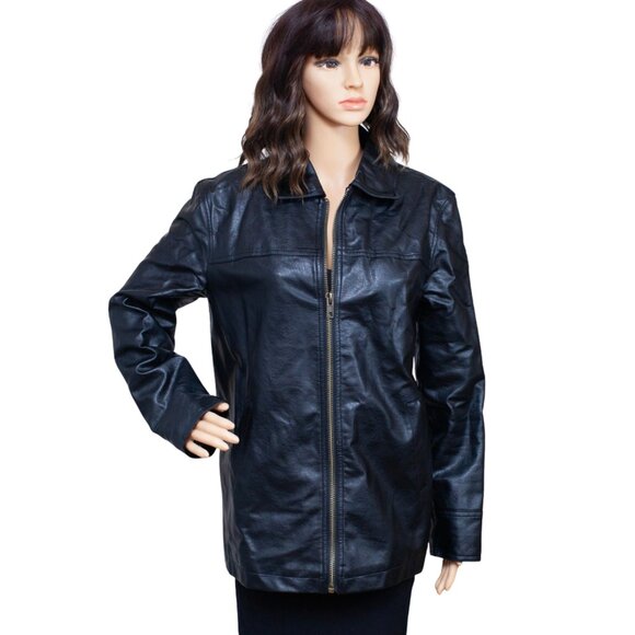 Garage Vegan Black Leather Jacket - Picture 1 of 5